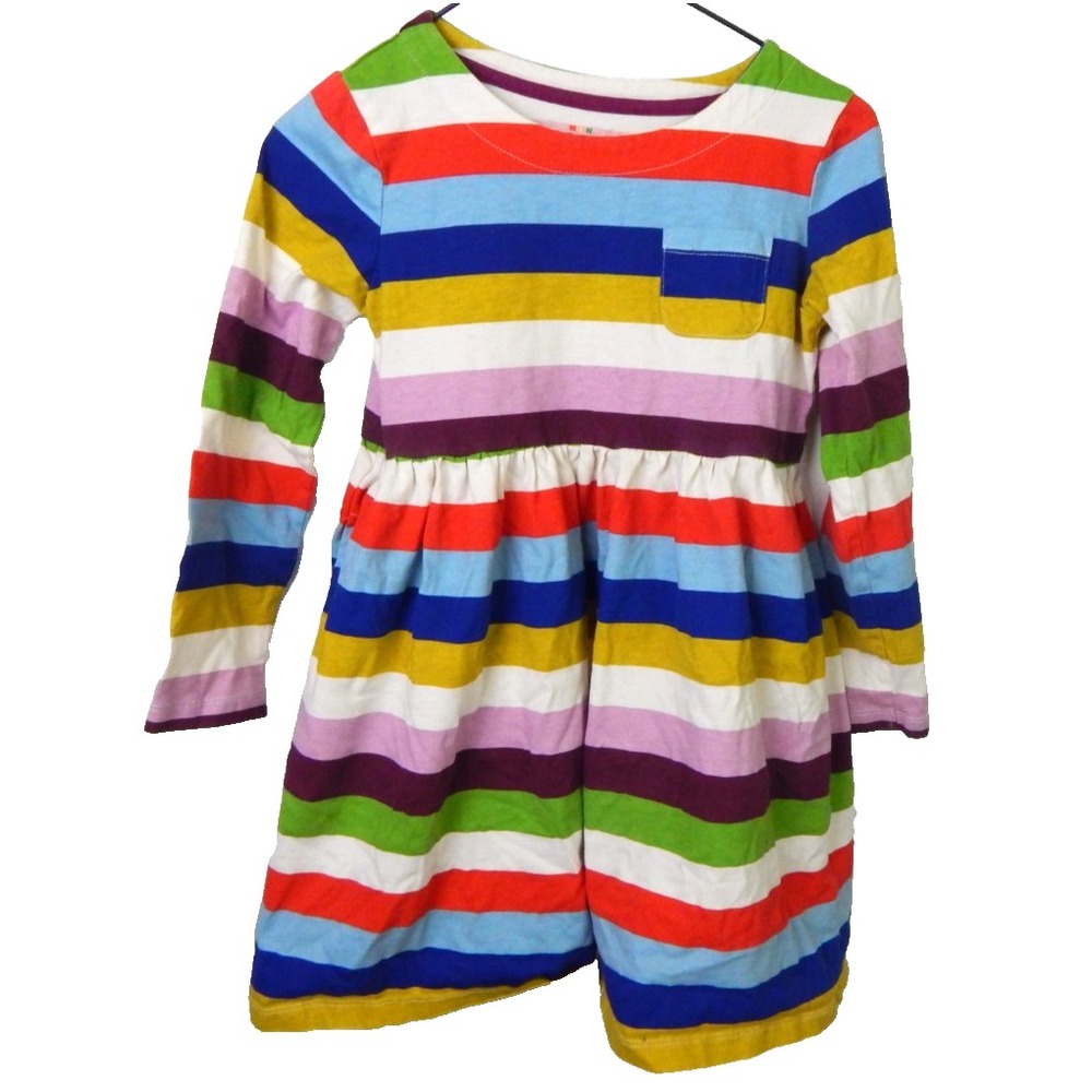 Mini Boden Dress Colorful Striped Long Sleeve Cotton Casual